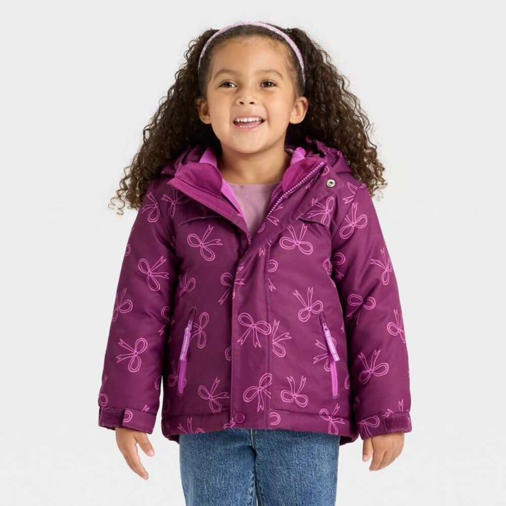Toddler Girls' Bow 3-in-1 Snowplay Jacket - Cat & Jack Berry Purple 2T